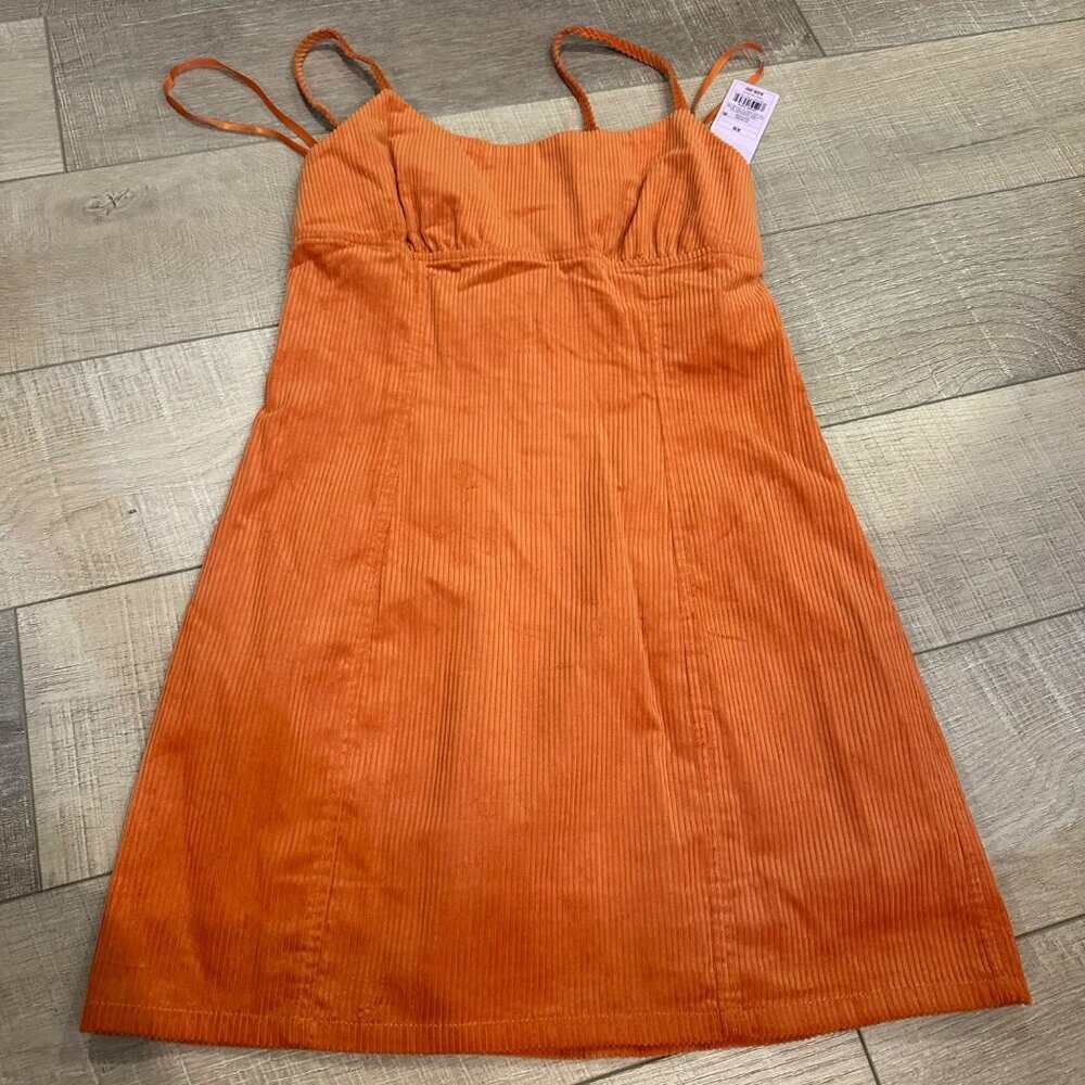 WILD FABLE JUNIOR WOMENS XS ORANGE CORDUROY JUMPER DRESS NEW